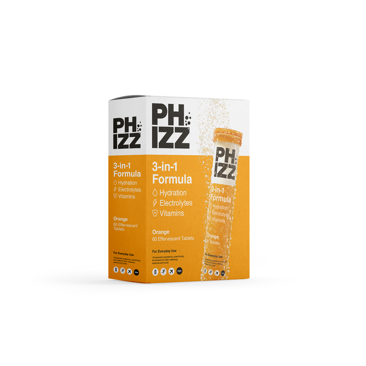 Phizz 3-in-1 Multivitamin & Rehydration Electrolyte Effervescent Multi-pack 6x60 Tabs