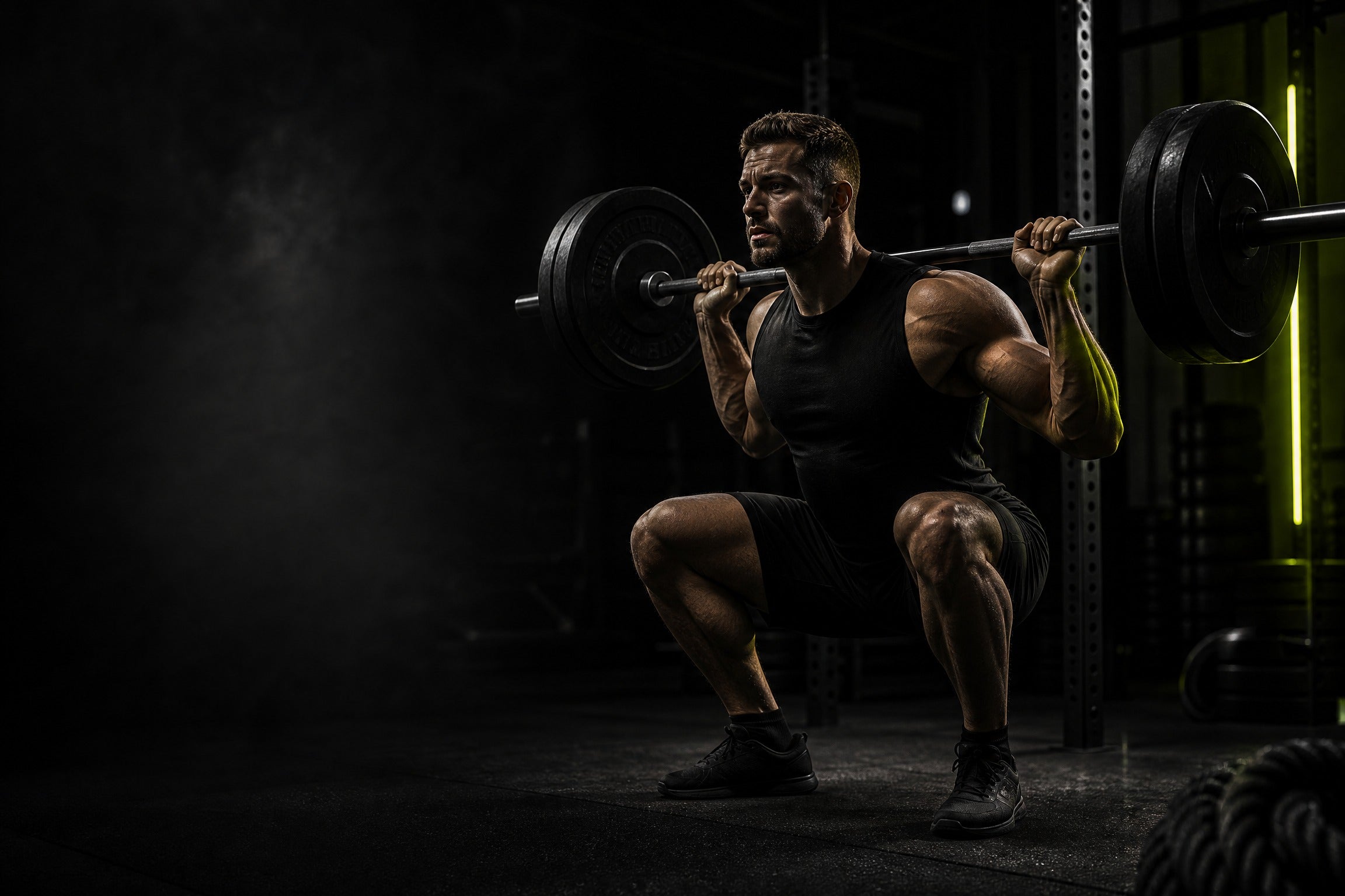 Athlete training with a barbell